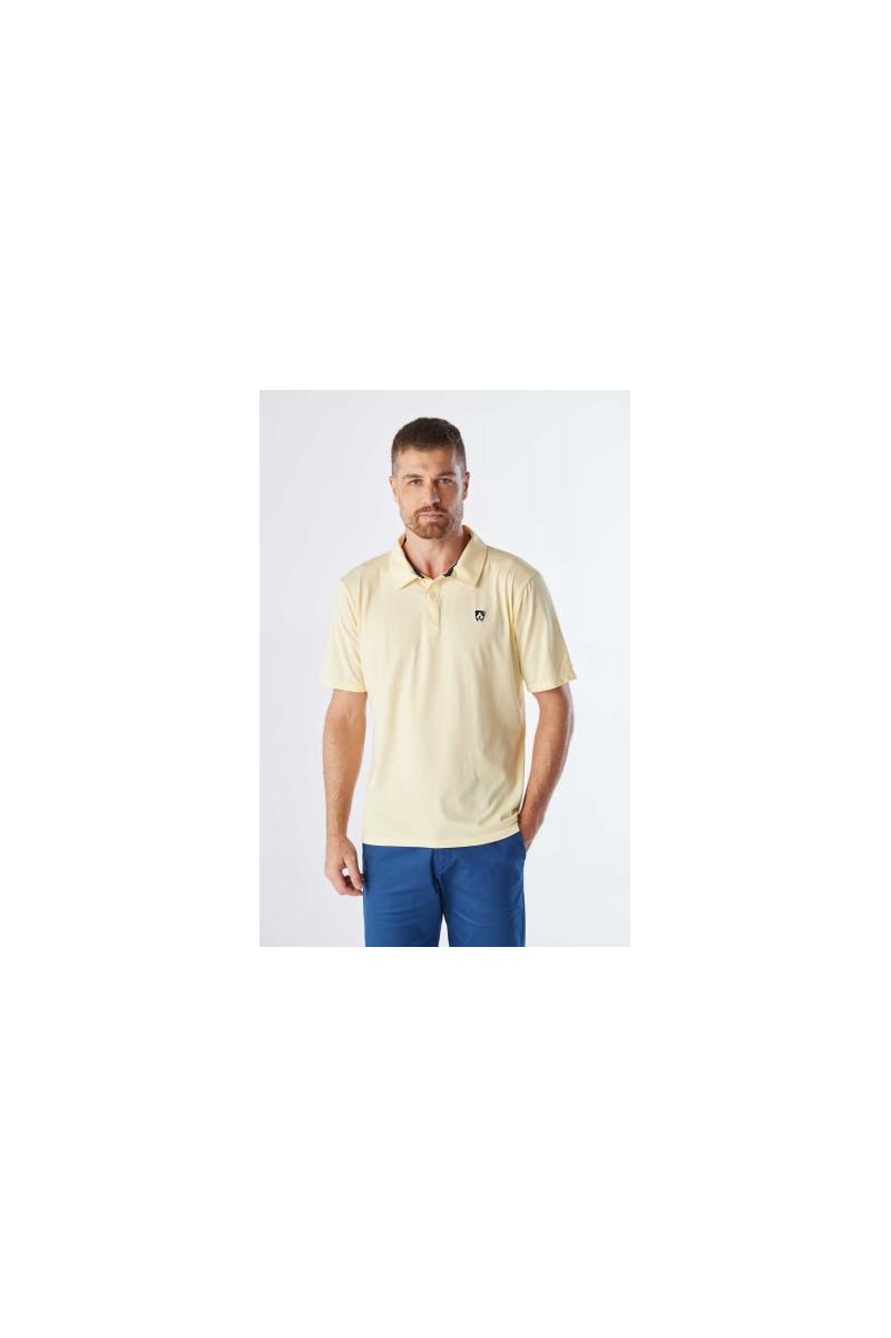 Polo Masculina Mr. Kitsch Manga Curta Lucas Básica Slim Algodão Amarelo Claro - foto 2