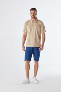 Polo Masculina Mr. Kitsch Manga Curta Lucas Básica Slim Algodão Bege - foto 1